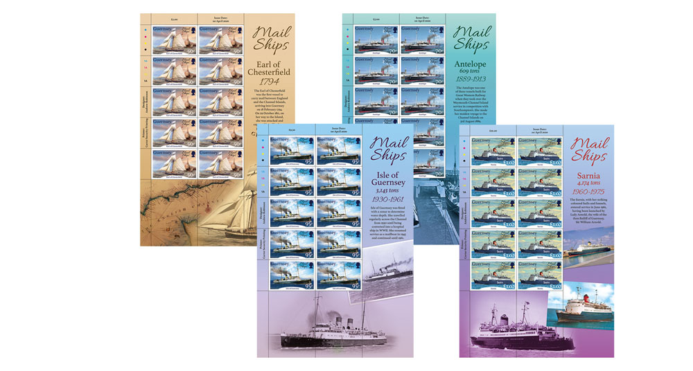 Sheets of 10 (50p, 70p, 95p, £1.02)